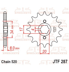 Piñón de acero JT SPROCKETS paso 520 para HONDA CRF 230, XL 350, XR 350 de 1983 a 2010