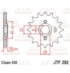 Pignon acier JT SPROCKETS 16 dents, pas 530 pour HUSQVARNA FC 250, FC 350, KTM EXC 200, EXC 250 et BETA RR 400, RR 450