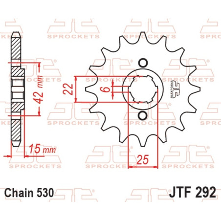 JT SPROCKETS steel front sprocket 16T, 530 pitch for HUSQVARNA FC 250, FC 350, KTM EXC 200, EXC 250 and BETA RR 400, RR 450