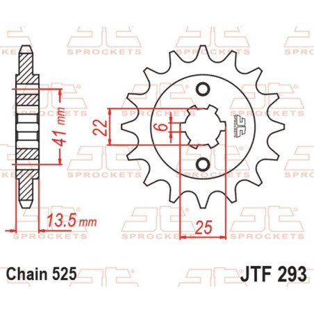 JT SPROCKETS steel front sprocket 15T, 525 pitch for HUSQVARNA CR 250, TC 250, TE 610, WR 250 and HONDA XL 600 V TRANSALP