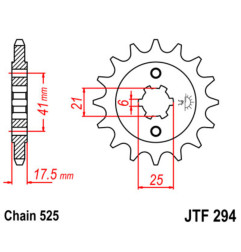 Piñón de acero JT SPROCKETS 15 dientes, paso 525 para HONDA CRF 450, GB 500 CLUBMAN de 1989 a 2010