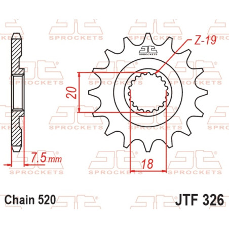 Pignon acier JT SPROCKETS pas 520 pour HONDA CR 125 et HM CRE 125, CRE 125 SM de 1987 à 2003