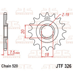 JT SPROCKETS Ritzel Stahl Teilung 520 für HONDA CR 125 und HM CRE 125, CRE 125 SM 1987-2003