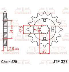 JT SPROCKETS Ritzel Stahl Teilung 520 für HONDA CRF 150, CRF 230, XL 125 VARADERO, HM CRF 230, CRF 230 MOTARD und KYMCO MXU 50