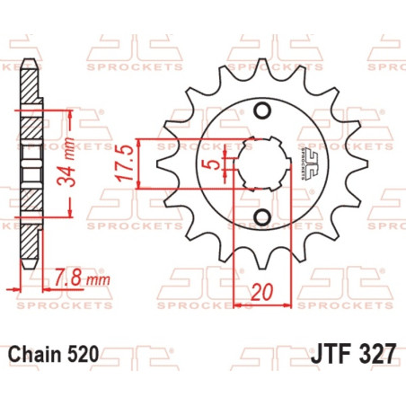 JT SPROCKETS steel front sprocket 520 pitch for HONDA CRF 150, CRF 230, HM CRF 230, CRF 230 MOTARD and KYMCO MXU 50 1988-2019