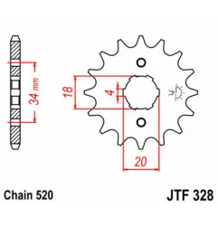 Piñón de acero JT SPROCKETS 13 dientes, paso 520 para HONDA XL 200, XR 200 de 1982 a 1985
