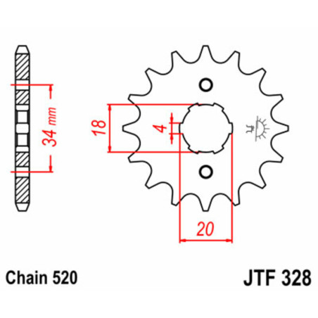 JT SPROCKETS steel front sprocket 13T, 520 pitch for HONDA XL 200, XR 200 1982-1985