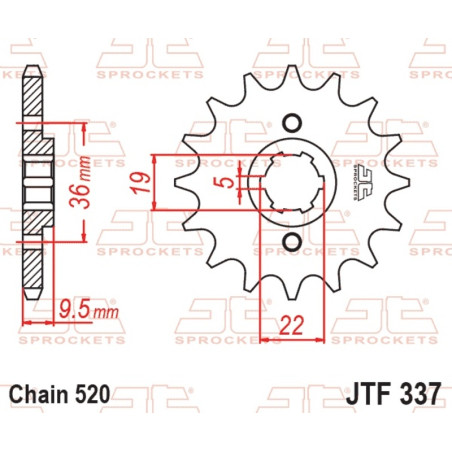 Piñón de acero JT SPROCKETS paso 520 para KAWASAKI KX 125 y HONDA ATC 250, CR 250, CR 500, TRX 250 R FOURTRAX 2WD de 1979 a 2008