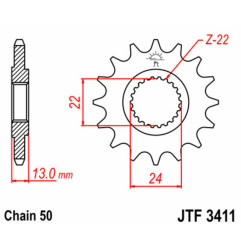 Piñón de acero JT SPROCKETS 16 dientes, paso 530 para CAN-AM DS 650, DS 650 BAJA, DS 650 X de 2000 a 2007