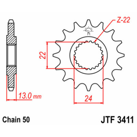 JT SPROCKETS steel front sprocket 16T, 530 pitch for CAN-AM DS 650, DS 650 BAJA, DS 650 X 2000-2007