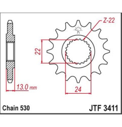 Pignon acier JT SPROCKETS 16 dents, pas 530 pour CAN-AM DS 650, DS 650 BAJA, DS 650 X de 2000 à 2007