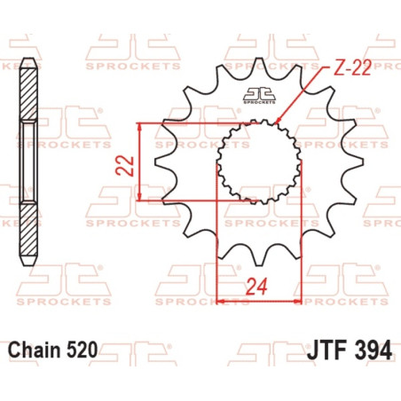 Pignon acier JT SPROCKETS pas 520 pour APRILIA RX 125, CAN-AM DS 450 et HM CRE 125 BAJA RR 2T de 1986 à 2015
