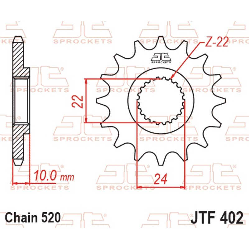 JT SPROCKETS steel front sprocket 520 pitch for APRILIA PEGASO 650 and HUSQVARNA TR 650 STRADA ABS 1985-2014