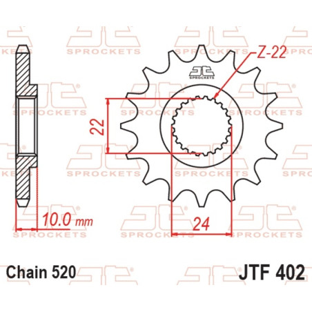 JT SPROCKETS Ritzel Stahl Teilung 520 für APRILIA PEGASO 650, TUAREG 350 WIND und HUSQVARNA TR 650 STRADA ABS, TR 650 TERRA