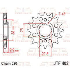 Piñón de acero JT SPROCKETS 15 dientes, paso 520 para HUSQVARNA SMR 449, TC 449, TE 449, TE 449 I.E de 2011 a 2014