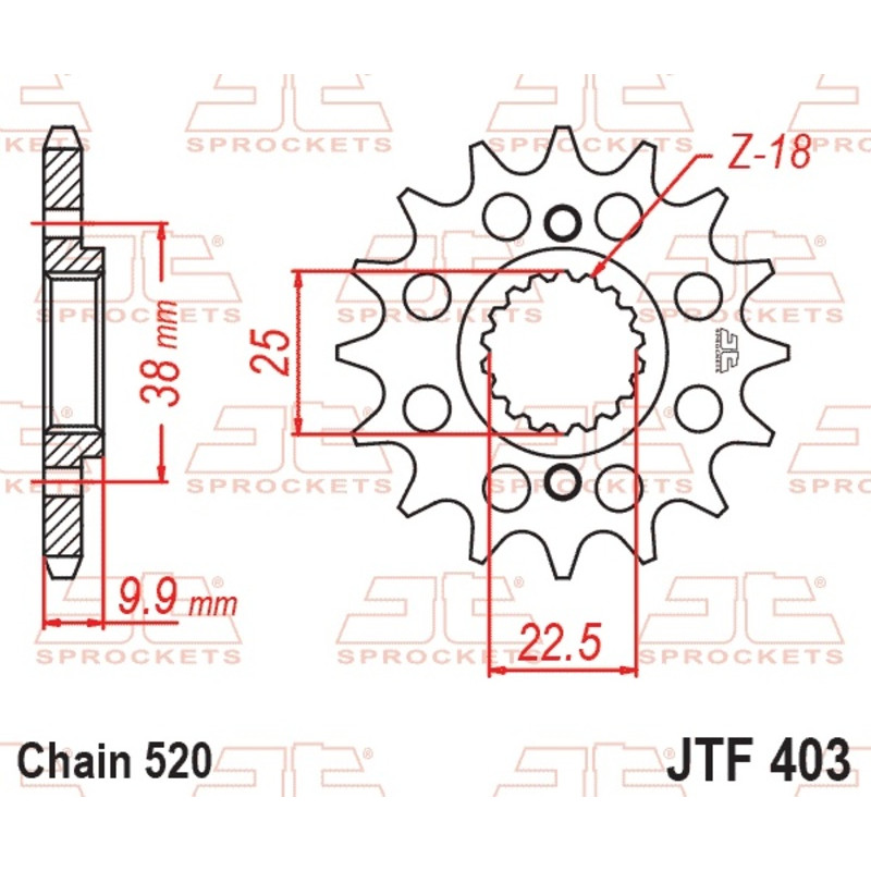 JT SPROCKETS Ritzel Stahl 15 Zähne, Teilung 520 für HUSQVARNA SMR 449, TC 449, TE 449, TE 449 I.E 2011-2014