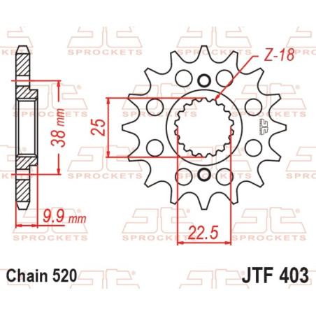 JT SPROCKETS Ritzel Stahl 15 Zähne, Teilung 520 für HUSQVARNA SMR 449, TC 449, TE 449, TE 449 I.E 2011-2014