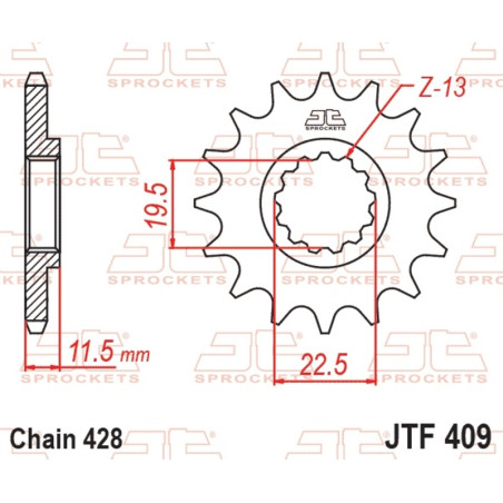 JT SPROCKETS Ritzel Stahl Teilung 428 für SUZUKI DR 125 SE, DR-Z 125 L, DR-Z 125 LL, DRZ 125 und KAWASAKI KLX 125, KLX 125 L