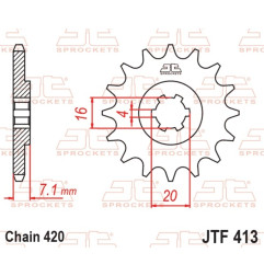 Pignon JT SPROCKETS acier standard pour SUZUKI RM 80, RMX 50, SMX 50, TS 50 XA, TS 50 XK de 1984 à 2001