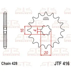 JT SPROCKETS steel front sprocket 428 pitch for SUZUKI RM 80, RM 85, TS 125, YAMAHA DT 125 MX, TY 125, YZ 80 and KAWASAKI KX 80
