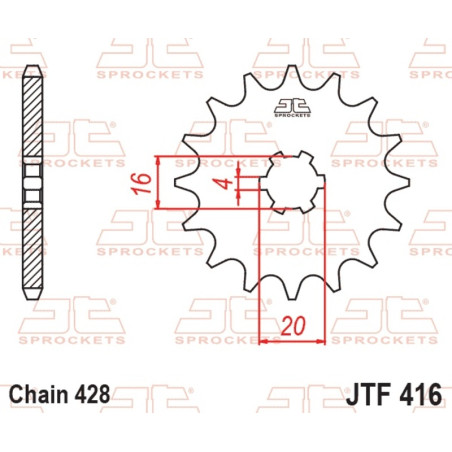 JT SPROCKETS Ritzel Stahl Teilung 428 für SUZUKI RM 80, RM 85, TS 125, YAMAHA DT 125 MX, TY 125, YZ 80 und KAWASAKI KX 80