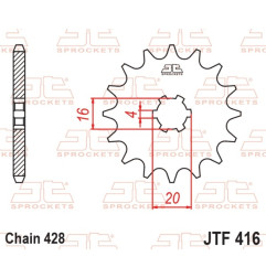 Piñón de acero JT SPROCKETS paso 428 para SUZUKI RM 80, RM 85, TS 100, TS 125, YAMAHA DT 125 MX, TY 125, YZ 80 y KAWASAKI KX 80