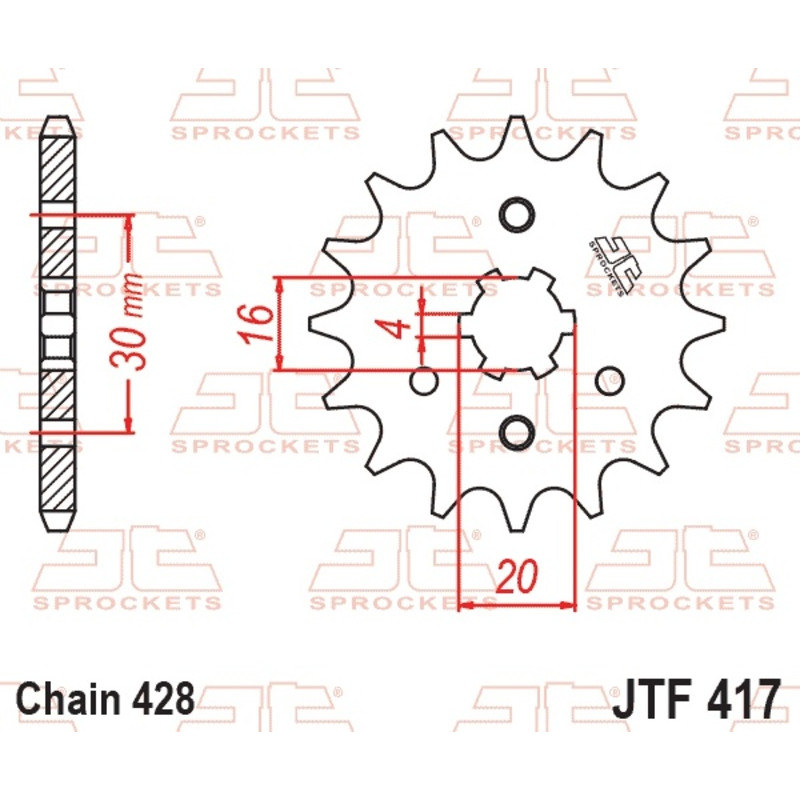 JT SPROCKETS Ritzel Stahl Teilung 428 für KAWASAKI KDX 125 SR, KMX 125, KMX 200 1986-2002