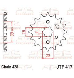 Pignon acier JT SPROCKETS pas 428 pour KAWASAKI KDX 125 SR, KMX 125, KMX 200 de 1986 à 2002