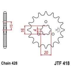 JT SPROCKETS Ritzel Stahl 15 Zähne, Teilung 428 für KAWASAKI KE 100, KE 125, KX 125 1977-1996