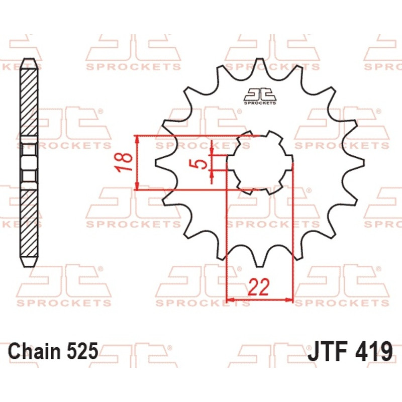 JT SPROCKETS steel front sprocket 14T, 525 pitch for SUZUKI TS 250 1971-1978