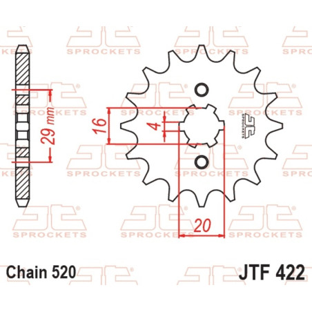 JT SPROCKETS Ritzel Stahl 12 Zähne, Teilung 520 für SUZUKI TS 185, YAMAHA YZ 125, KAWASAKI KX 125 und CAGIVA WMX 125 1971-1994