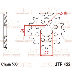Piñón de acero JT SPROCKETS paso 530 para KAWASAKI KX 125 de 1994 - JTF423.1