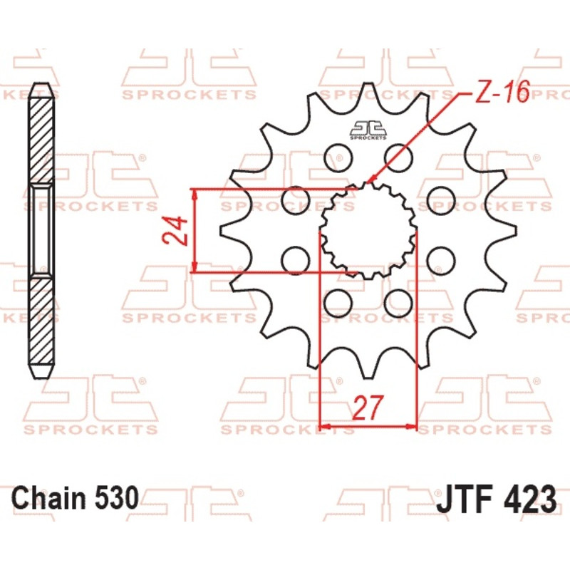 JT SPROCKETS steel front sprocket 530 pitch for KAWASAKI KX 125 1994-1997 - JTF423.1