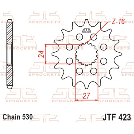 Pignon acier JT SPROCKETS pas 530 pour KAWASAKI KX 125 de 1994 - JTF423.1