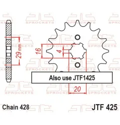 JT SPROCKETS Ritzel Stahl 16 Zähne, Teilung 428 für SUZUKI TS 125, TS 125 ER, TS 80 X 1971-1994