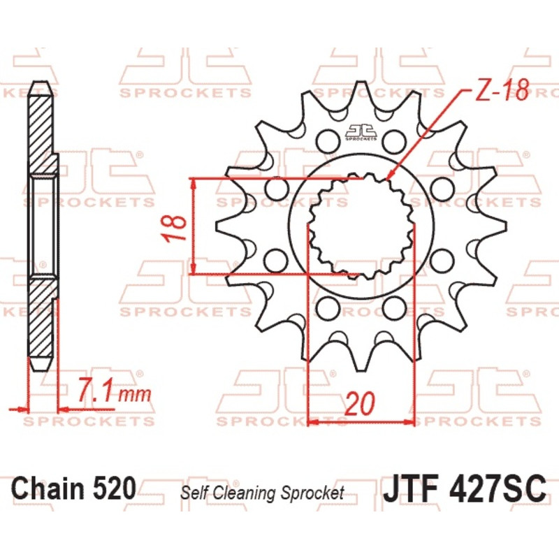 Piñón de acero JT SPROCKETS paso 520 para SUZUKI PE 175, RM 100, RMZ 250 de 1978 a 2012 Piñón de acero JT SPROCKETS paso 520 para SUZUKI PE 175, RM 100, RMZ 250 de 1978 a 2012