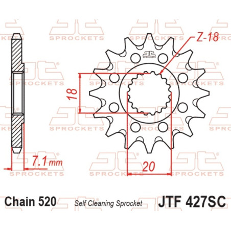 Piñón de acero JT SPROCKETS paso 520 para SUZUKI PE 175, RM 100, RMZ 250 de 1978 a 2012