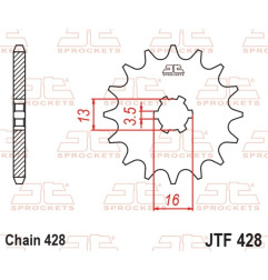 Piñón de acero JT SPROCKETS paso 428 para SUZUKI DRZ 70, JR 80, RM 80 y YAMAHA YZ 80 de 1978 a 2015