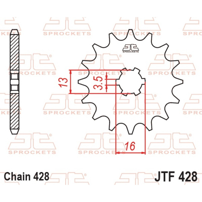 JT SPROCKETS Ritzel Stahl Teilung 428 für SUZUKI DRZ 70, JR 80, RM 80 und YAMAHA YZ 80 1978-2015