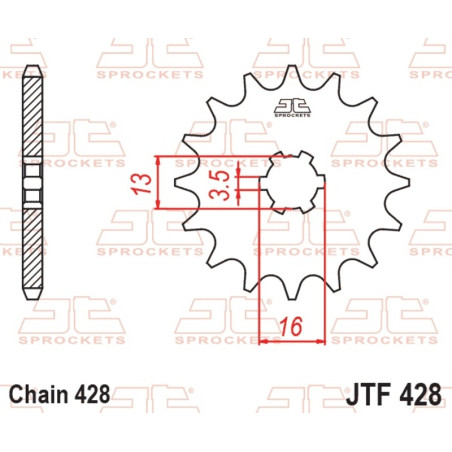 JT SPROCKETS steel front sprocket 428 pitch for SUZUKI DRZ 70, JR 80, RM 80 and YAMAHA YZ 80 1978-2015