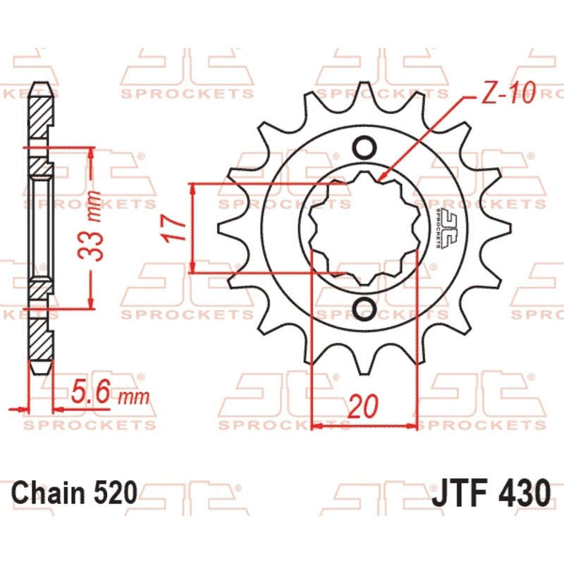 Piñón de acero JT SPROCKETS paso 520 para SUZUKI RMZ 250 y KAWASAKI KXF 250 de 2004 a 2006 Piñón de acero JT SPROCKETS paso 520 para SUZUKI RMZ 250 y KAWASAKI KXF 250 de 2004 a 2006