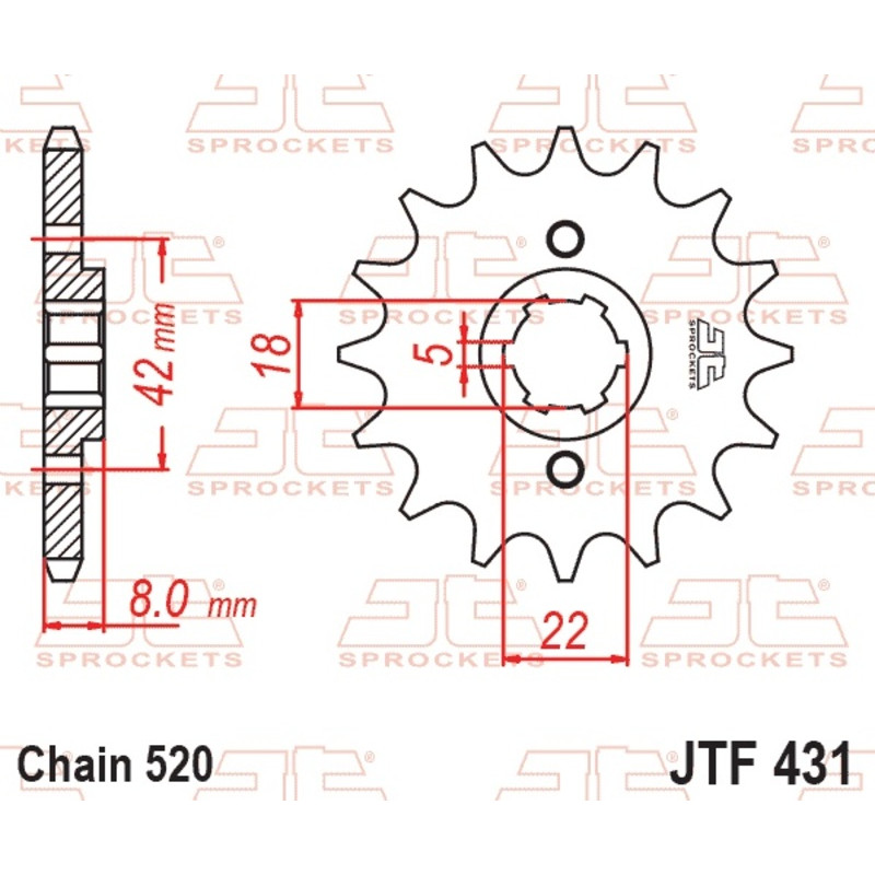 Pignon acier JT SPROCKETS 14 dents, pas 520 pour SUZUKI PE 250, RM 400 de 1977 à 1981