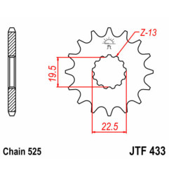 JT SPROCKETS steel front sprocket 14T, 525 pitch for SUZUKI TS 250, TS 250 ER 1971-1981