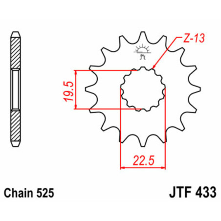 Pignon acier JT SPROCKETS 14 dents, pas 525 pour SUZUKI TS 250, TS 250 ER de 1971 à 1981