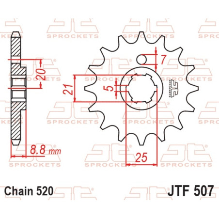 JT SPROCKETS Ritzel Stahl Teilung 520 für HUSQVARNA CR 250, WR 250, WR 360, KAWASAKI KX 250, KX 420, KX 500 und CAGIVA WMX 250
