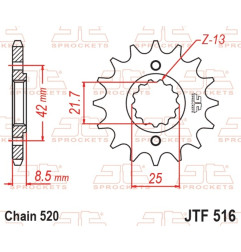Piñón de acero JT SPROCKETS paso 520 para KAWASAKI KLR 250, KLR 600, KLR 650, KLX 250, KSF 250 MOJAVE 2WD de 1978 a 2017