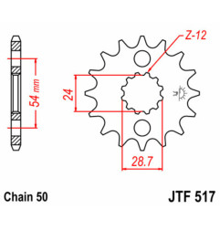 JT SPROCKETS Standard Stahlritzel vorne für KAWASAKI KMX 125 2002