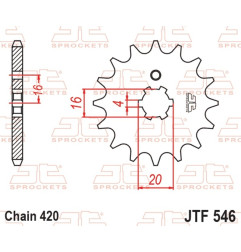Pignon acier JT SPROCKETS pas 420 pour KAWASAKI KX 100, KX 65, KX 85, YAMAHA CHAPPY 50, PW 80, TTR 50 et SUZUKI RM 100, RM 65
