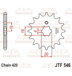 Piñón de acero JT SPROCKETS paso 420 para KAWASAKI KX 100, KX 65, KX 85, YAMAHA CHAPPY 50, PW 80, TTR 50 y SUZUKI RM 100, RM 65