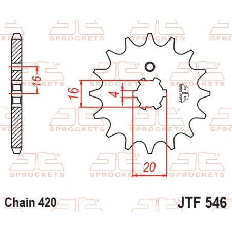 JT SPROCKETS steel front sprocket 420 pitch for KAWASAKI KX 65, KX 85, YAMAHA CHAPPY 50, PW 80 and SUZUKI RM 100, RM 65